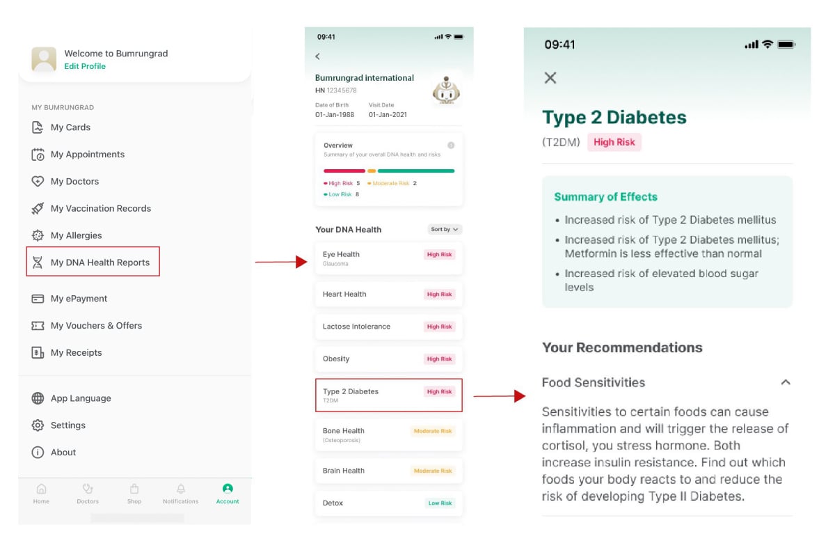 Easy access your DNA health risk through the app